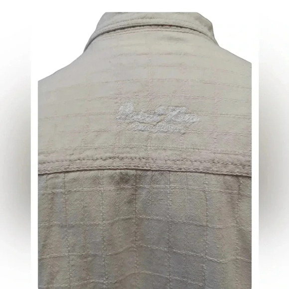 Point Zero Linen Blend Beige Short Sleeve  Button Down Shirt Size Large - Picture 5 of 11